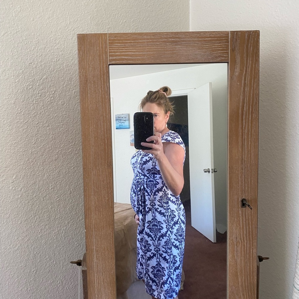 Blue and White Motherhood Maternity dress - Picture 4 of 4